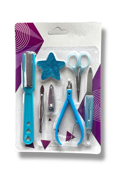 Mavi Renk 7 Parça Manikür/ Pedikür Törpü Set