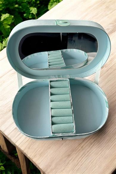 Mavi Renk Ayna Detaylı Takı Organizeri