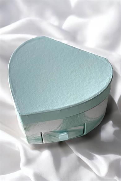 Mavi Renk Kalp Figürlü Bölmeli Çekmeceli Takı Organizeri