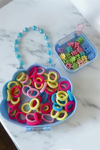Mavi Renk Çantalı Çocuk Toka Set