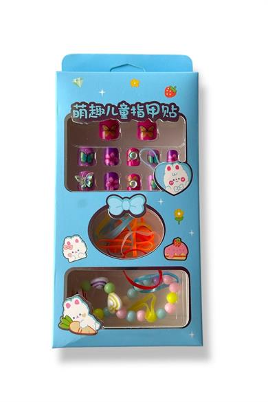 Mavi Renk Çocuk Tırnak /Bileklik /Toka/Takma Tırnak Set