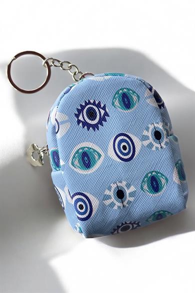 Mavi Renk Göz Figürlü Anahtarlık Cüzdan