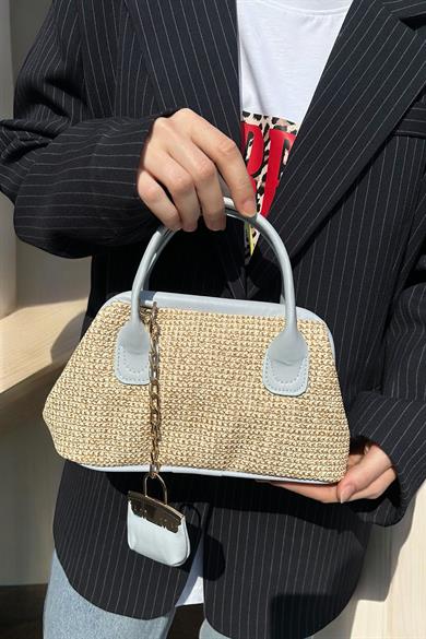 Mavi Renk Hasır Kadın Çanta