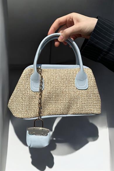 Mavi Renk Hasır Kadın Çanta