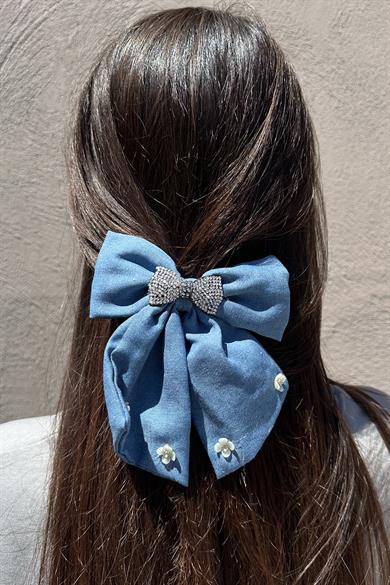 Mavi Renk Karışık Figürlü Taş Detaylı Otomat Toka