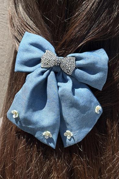 Mavi Renk Karışık Figürlü Taş Detaylı Otomat Toka