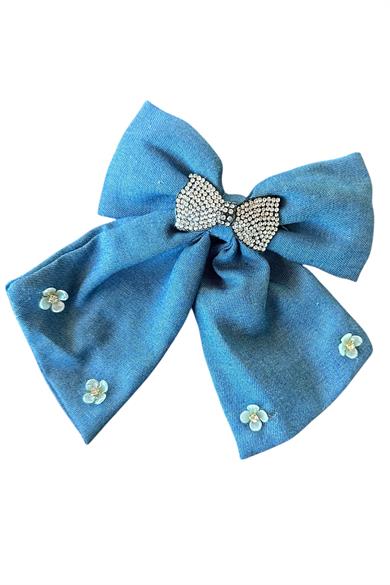 Mavi Renk Karışık Figürlü Taş Detaylı Otomat Toka