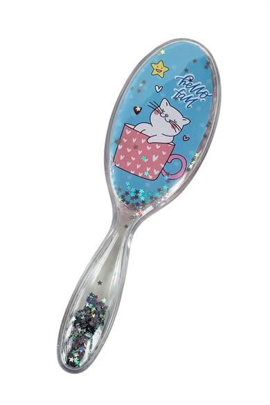 Mavi Renk Kedi Figürlü Sim Detaylı Saç Tarama Fırçası/ Tarak