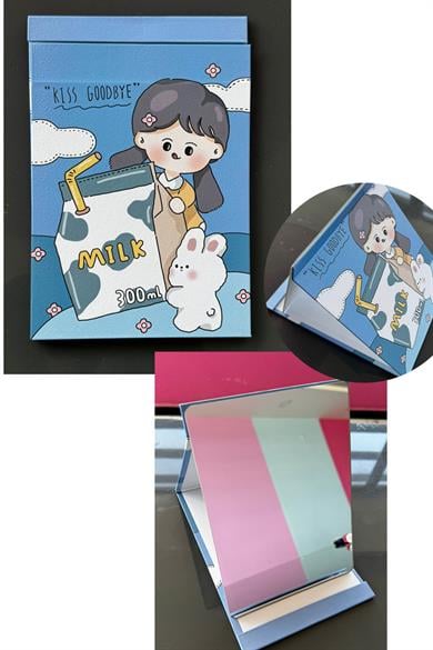 Mavi Renk Kız Figürlü Katlanabilir Masa Aynası