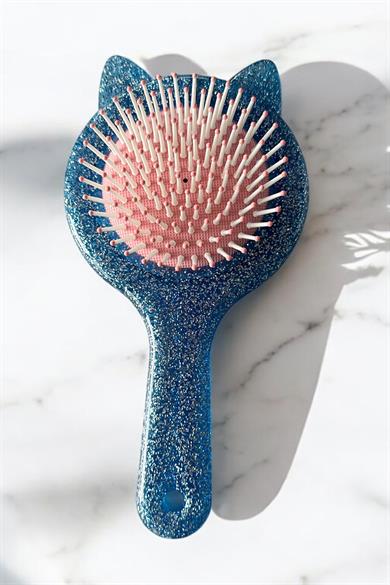 Mavi Renk Kulak Figürlü Sim Detaylı Saç Tarama Fırçası/ Tarak