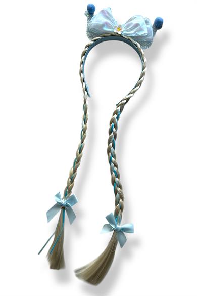 Mavi Renk Kurdele Figürlü Örgü Detaylı Çocuk Taç