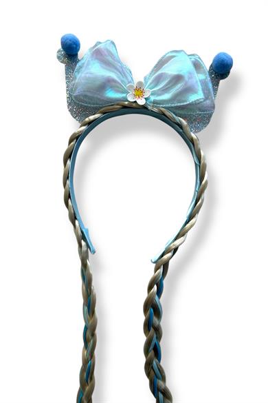 Mavi Renk Kurdele Figürlü Örgü Detaylı Çocuk Taç