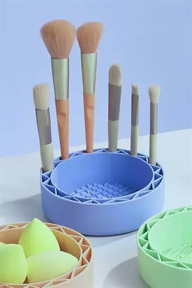 Mavi Renk Makyaj Fırça Temizleme Matı