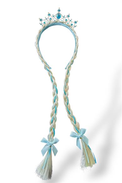 Mavi Renk Örgü Saç Detaylı Taç