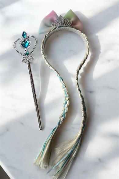 Mavi Renk Taç Asa Frozen Elsa Set