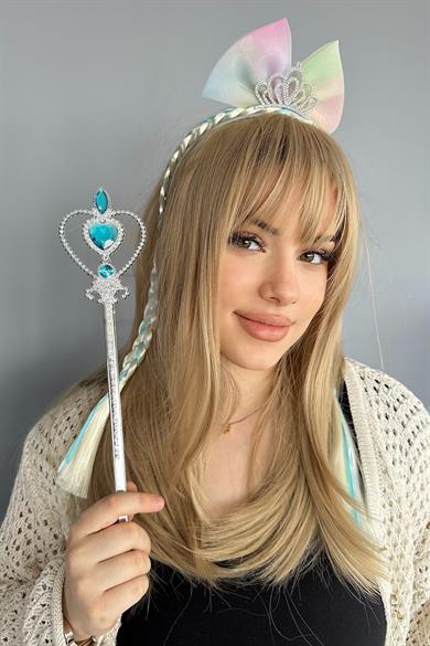 Mavi Renk Taç Asa Frozen Elsa Set