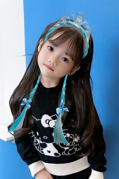 Mavi Renk Taç Figürlü Saç Detaylı Taç