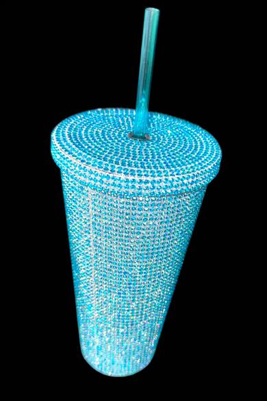 Mavi Renk Taş Detaylı Pipetli Suluk