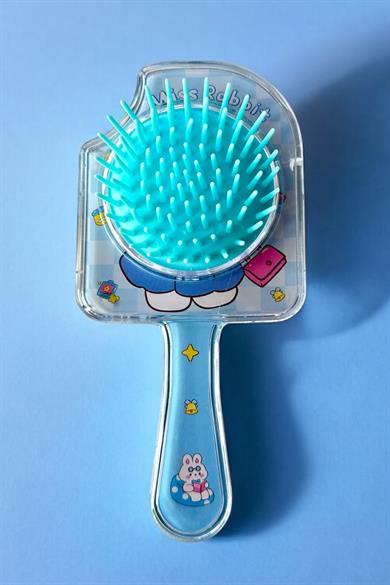 Mavi Renk Tavşan Figürlü Saç Tarama Fırçası/ Tarak