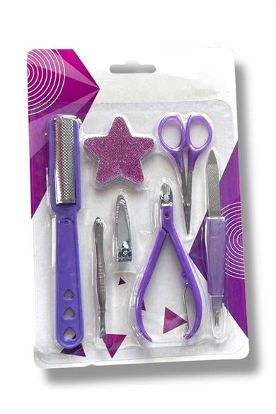 Mor Renk 7 Parça Manikür/ Pedikür Törpü Set
