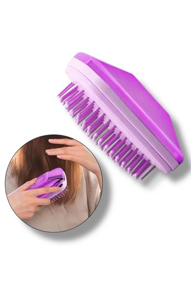 Mor Renk Ayna Detaylı Kendini Temizleyen Kutulu Saç Fırçası