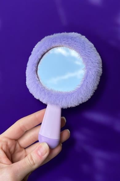 Mor Renk Canavar Figürlü Peluş El Aynası