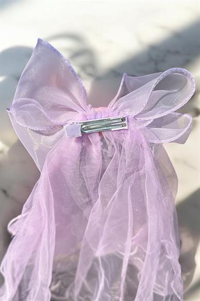 Mor Renk Kurdele Figürlü Duvak Detaylı Pens Toka