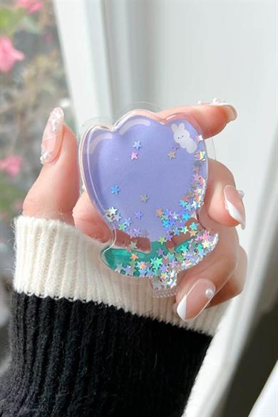 Mor Renk Lale Figürlü 3D Telefon Tutacağı