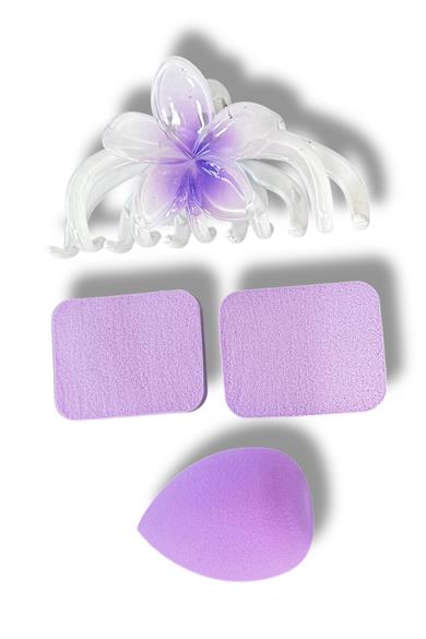 Mor Renk Mandal Toka/ Makyaj Süngeri/ Pudra Süngeri Set