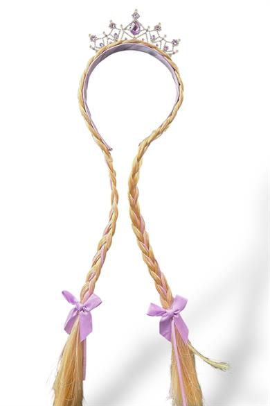 Mor Renk Örgü Saç Detaylı Taç