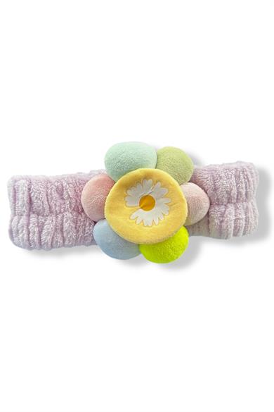 Mor Renk Papatya Figürlü Peluş Saç Bandı