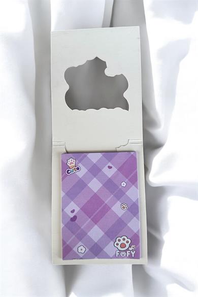 Mor Renk Pati Figürlü Yapışkanlı Not Kağıdı