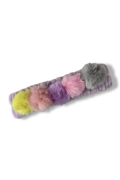 Mor Renk Ponpon Detaylı Peluş Saç Bandı