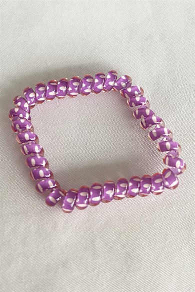 Purple color polka dot spiral rubber buckle
