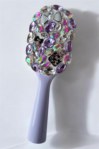 Mor Renk Taş Ve İnci Detaylı Saç Tarama Fırçası/ Tarak