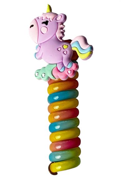 Mor Renk Unicorn Figürlü Yaylı Spiral Toka
