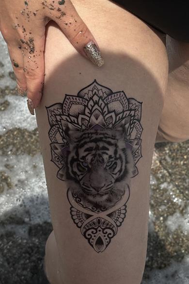 Motifli Bengal Kaplanı Geçici Dövme Tattoo