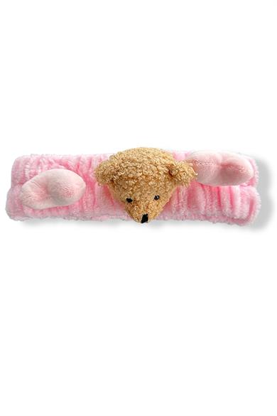 Pembe Renk Ayıcık Figürlü Peluş Saç Bandı