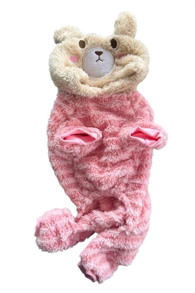 Pembe Renk Ayıcık Figürlü Peluş XL Köpek Tulum