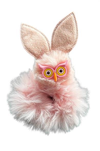 Pembe Renk Baykuş Figürlü Peluş Simit Toka
