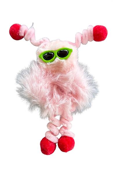 Pembe Renk Canavar Figürlü Gözlük Detaylı Peluş Simit Toka