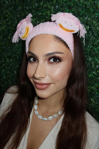 Pembe Renk Canavar Figürlü Peluş Saç Bandı