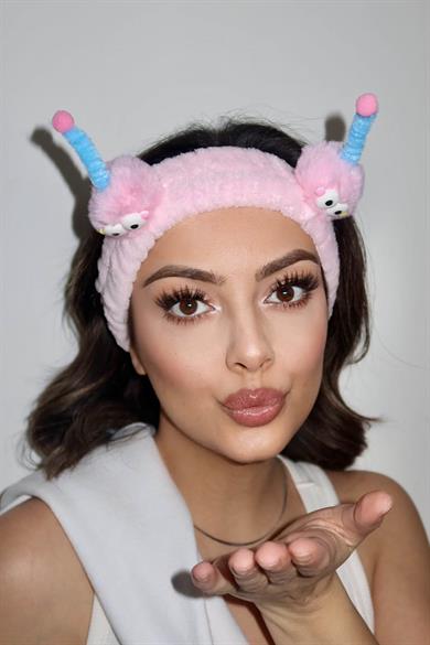 Pembe Renk Canavar Figürlü Peluş Saç Bandı