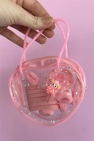 Pembe Renk Çantalı Çocuk Toka Set