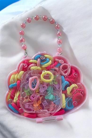 Pembe Renk Çantalı Çocuk Toka Set