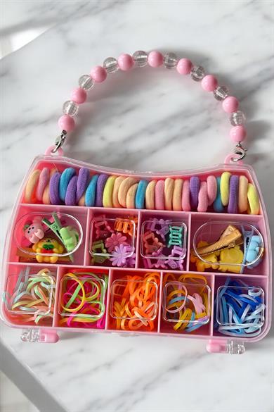 Pembe Renk Çantalı Çocuk Toka Set
