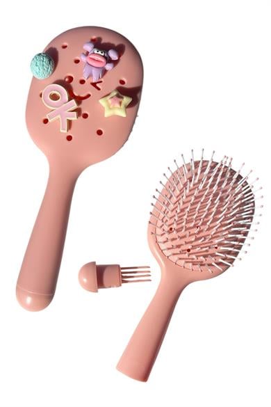 Pembe Renk Charmlı Saç Tarama Fırçası/ Tarak