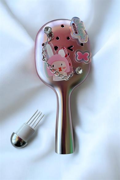 Pembe Renk Charmlı Saç Tarama Fırçası/ Tarak