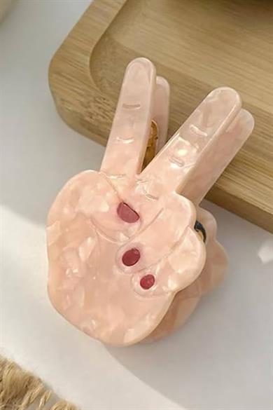 Pembe Renk El Figürlü Kemik Mandal Toka