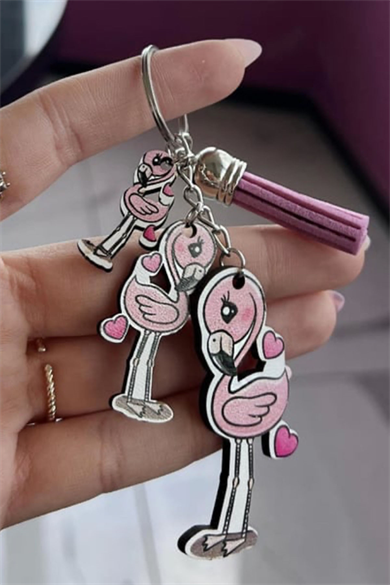 Pembe Renk Flamingo Figürlü Anahtarlık